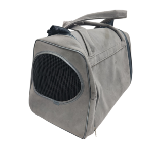 Bolso transportador aterciopelado gris